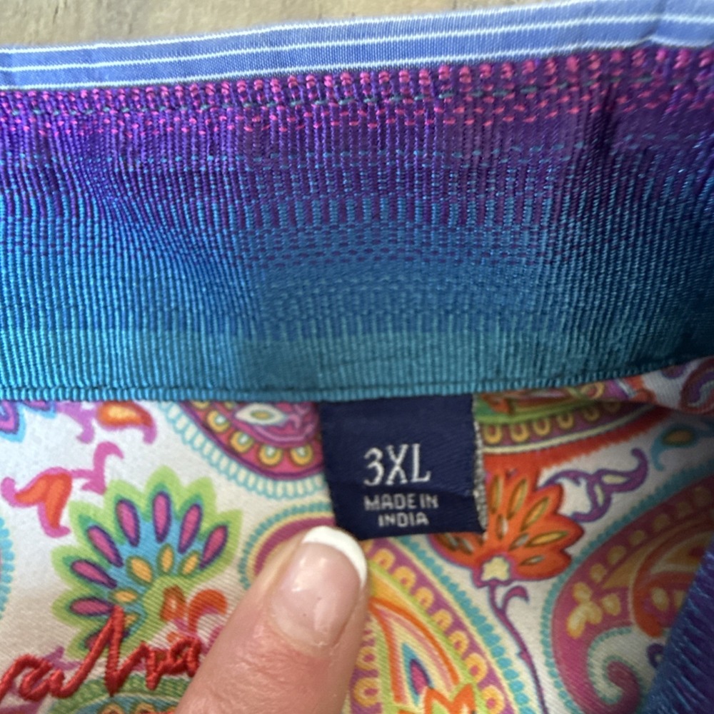 Robert Graham Shirt Men 3XLarge Blue Striped Paisley Cuffs Button Up - Picture 6 of 9